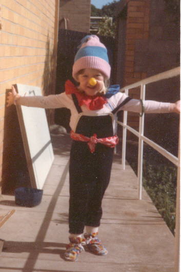 [dressed up as a clown when I was about... that]